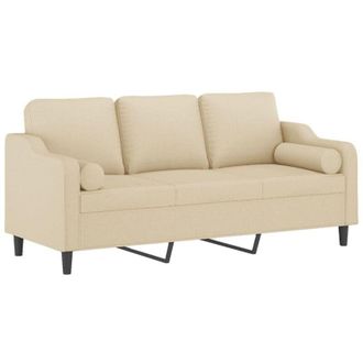 vidaXL Vidaxl - Sof&aacute; De 3 Plazas Con Cojines Tela Color Crema 180 Cm
