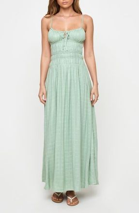 L*Space Tala Shirred Waist Cover-Up Maxi Sundress in Celadon at Nordstrom, Size Small