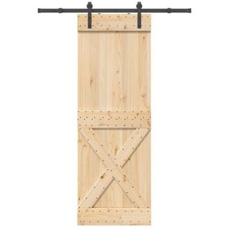 vidaXL Puerta Corredera Con Herrajes Madera Maciza De Pino 80x210 Cm Vidaxl