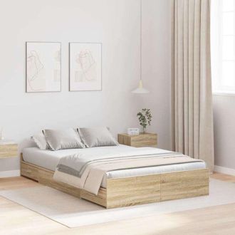 vidaXL Cama Con Almacenamiento Con Cabecera Roble Sonoma 120 X 190 Cm Vidaxl