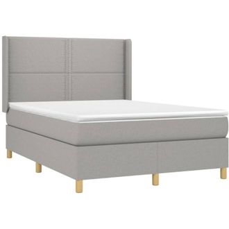 vidaXL Vidaxl - Cama Box Spring Con Colch&oacute;n Tela Gris Claro 140x200 Cm