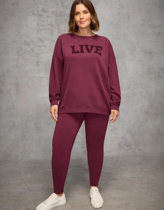 Live Unlimited London Womens Burgundy Legging - Red - Size: 18