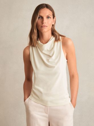 Reiss Cotton-blend Cowl-neck Sleeveless Top, XL