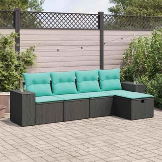 vidaXL Vidaxl Set Divani Da Giardino 5 Pz Con Cuscini In Polyrattan Nero