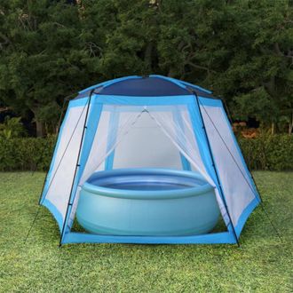 vidaXL Carpa Para Piscina De Tela Azul 590x520x250 Cm Vidaxl