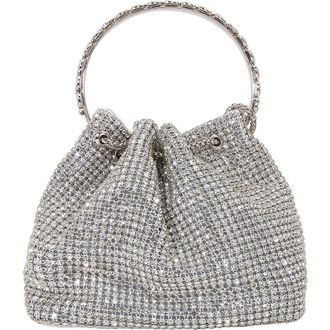 Berness Rhinestone Ring Handle Bag in Silver at Nordstrom Rack