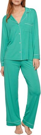 Eberjey Gisele Long Pajamas in Oasis Green/White at Nordstrom, Size X-Small