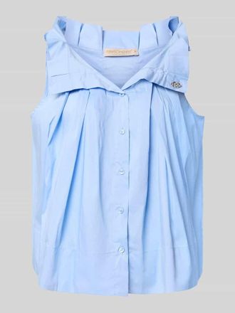 Rinascimento Rinascimento Bluse mit Umlegekragen und R&uuml;schen in Hellblau, Gr&ouml;&szlig;e XL
