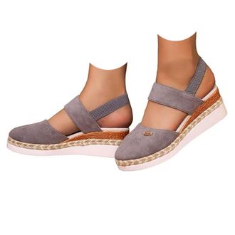 Generic Closed Toe Platform Wedge Sandals for Women 2026 Orthopedic Espadrilles Wedges with Elastic Ankle Strap Retro Comfort Platform Wedges Sandal Summer An