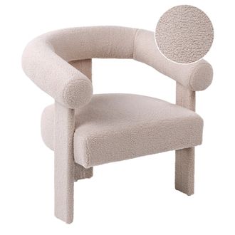 Beliani Sill&oacute;n De Sala De Estar Estilo Retro Tapicer&iacute;a De Boucl&eacute; Patas Tapizadas Beige Claro Ilbro