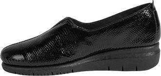 Desa Woman Slip-Ons - Leather Upper, Animal Print, Elastic Laces, Breathable, Wedge Heel | Black - 39