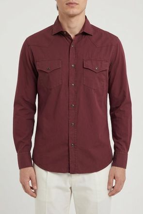 Brunello Cucinelli Dark Red Casual Shirt, Size Small