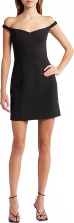 French Connection Azra Twill Sweetheart Neck Mini Dress In Black