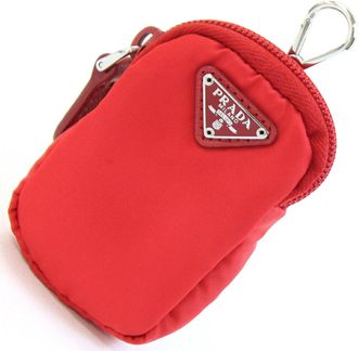 Prada Red Color Nylon Leather Pouch (Pre-Owned)