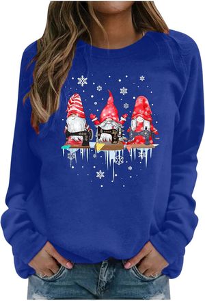 Generic Deals of The Day Lightning Deals Plain Sweatshirts for Women UK Clearancee Ladies Sweatshirt Easy Merry Christmas Round Collar Long Sleeve Print Blous