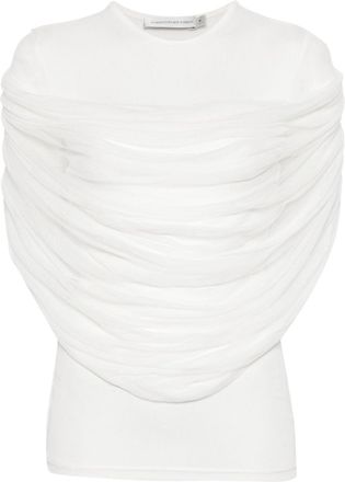 CHRISTOPHER ESBER Sonora draped-panel T-shirt - women - Silk/Spandex/Elastane/Viscose - 6 - White