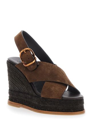 Castaner Womens Wedges Bettina Brown Leather Shoe
