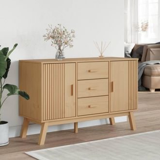 Berkfield Home Sideboard OLDEN Brown 114x43x73.5cm Solid Wood Pine in Light Brown | Size: 114x43x73.5 cm
