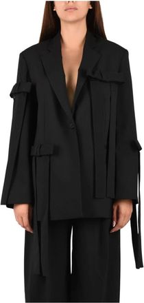 Meimeij Blazer Foderata Monopetto Con Fiocchi Applicati - - Jackets - Donna - Nero - S
