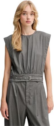 Gestuz Blouse met riem - Dames - Blouses - Grijs - L - Polyester - Overhemden