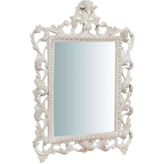 Biscottini International Biscottini - Specchio Specchiera da Parete e Appendere in legno finitura bianco anticato L45xPR4xH61 cm Made in Italy
