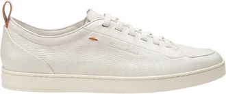 Santoni Fietssneakers - Heren - Schoenen - Wit - Maat: 42 1/2 EU Leer