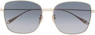 Gucci logo-pendant square-frame sunglasses - women - Metal/Acrylic - One Size - Gold