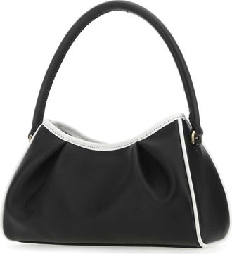 Elleme Womens Two-Tone Leather Shoulder Bag Black Bovine