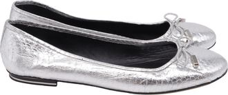 Michael Kors Bow Embellished Ballet Flats in Metallic Silver Leather