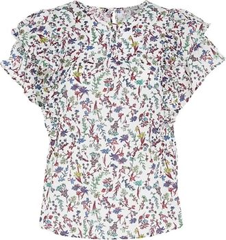 Tommy Hilfiger Overhemden, Dames, Veelkleurig, S, Bloemen Ruche Blouse