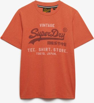 Superdry Rundhalsshirt SUPERDRY VL HERITAGE RELAXED TEE, Herren, Gr. XXL, rust orange marl, Single Jersey, Obermaterial: 60% Baumwolle, 40% Polyester, bedruckt