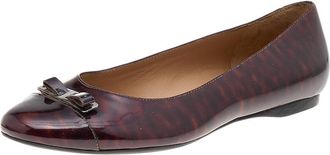 Ferragamo Burgundy Patent Leather Vara Bow Flats