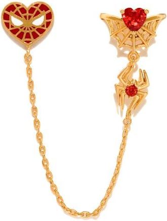 Girls Crew Marvel Spider-Man Web of Love Single Stud & Cuff Earring in Gold at Nordstrom