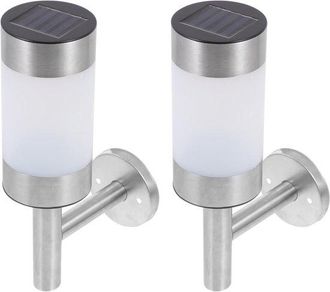 No Brand 2 Unidades De Luces Solares Led De Pared Para Exteriores De Acero Inoxidable, L&aacute;mparas De Seguridad Con Sensor Para Decoraci&oacute;n De Jardines, Patios, Ca