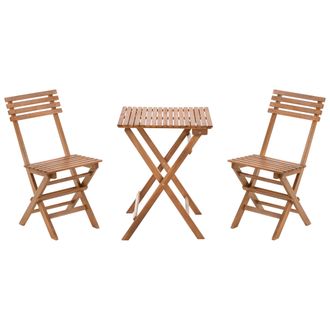 Beliani Beliani - Conjunto De Balc&oacute;n De Madera De Acacia Certificada Patio Exterior Plegable Marr&oacute;n Solarolo