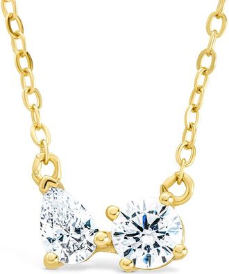 Sterling Forever Carolyn Cubic Zirconia Necklace in Gold at Nordstrom