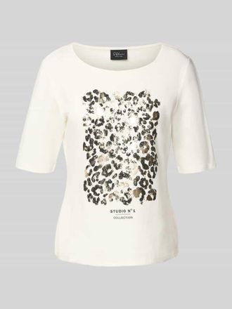 s.Oliver Black Label Regular Fit T-Shirt aus reiner Baumwolle in Offwhite, Gr&ouml;&szlig;e 46