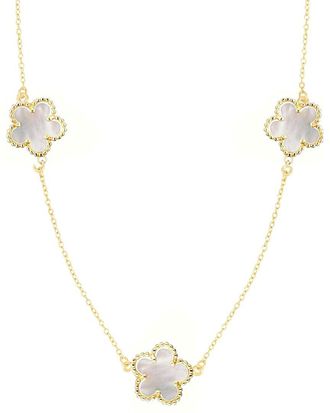 Adornia Adornia 14K Plated Mother Of Pearl 36In 5-Leaf Clover Station Necklace