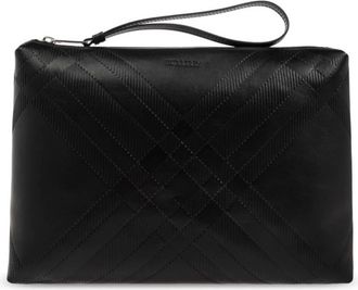 Burberry Check Embossed Clutch Bag