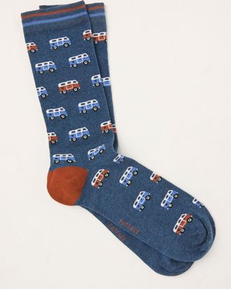 Fat Face FatFace Navy Blue Campervan Socks