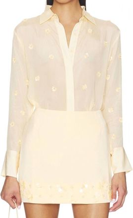 Karina Grimaldi Ayla Embroidered Shirt In Pastel Yellow