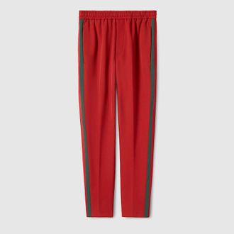 Gucci Stretch Nylon Sportswear Pants With Web, Size XXXL, Red, Ready-to-wear