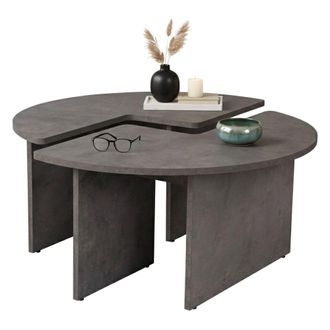 Dmora Mesa De Caf&eacute; Codroipo, Mesa De Centro Baja, Revistero Para Sof&aacute;, Estante De La Sala De Estar, 90x90 H41 Cm, Gris - Dmora