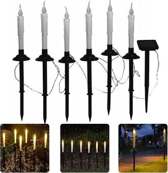 OEM Velas Led (6 Unidades) - Energ&iacute;a Solar - Llama Parpadeante - Ideales Para Caminos, Jardines Y Patios - Blancas - Velas Navide&ntilde;as