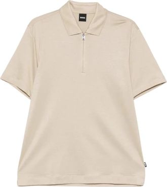 HUGO BOSS Paras Piqu&eacute; Ritsh Dijkstra Polo - Heren - Polos - Beige - L - Katoen - Tops