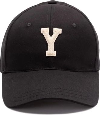 Saint Laurent Caps, female, Black, Size: 57 CM Y Varsity Cap in Gabardine