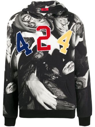 424 x Wu Tang photo-print hoodie - Black