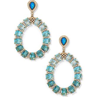 Nadri Blue Lagoon Frontal Hoop Earrings in Gold at Nordstrom