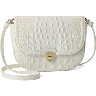 Brahmin Portia Croc Embossed Leather Crossbody Bag in Chantilly at Nordstrom
