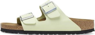 Birkenstock (WMNS) Birkenstock Arizona Nubuck Leather Narrow Fit Sandals Faded Lime 1026710